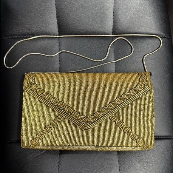 ✨ Vintage Saks Fifth Avenue Gold Beaded Evening Bag ✨ - Picture 1 of 7